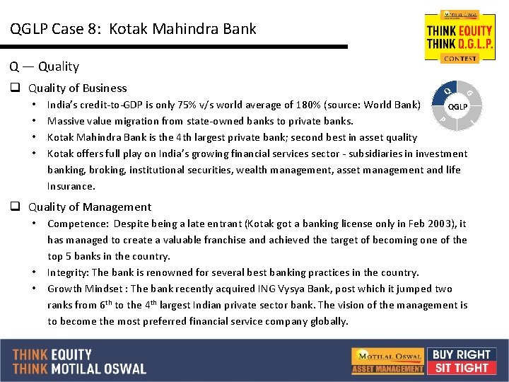 QGLP Case 8: Kotak Mahindra Bank Q — Quality India’s credit-to-GDP is only 75%