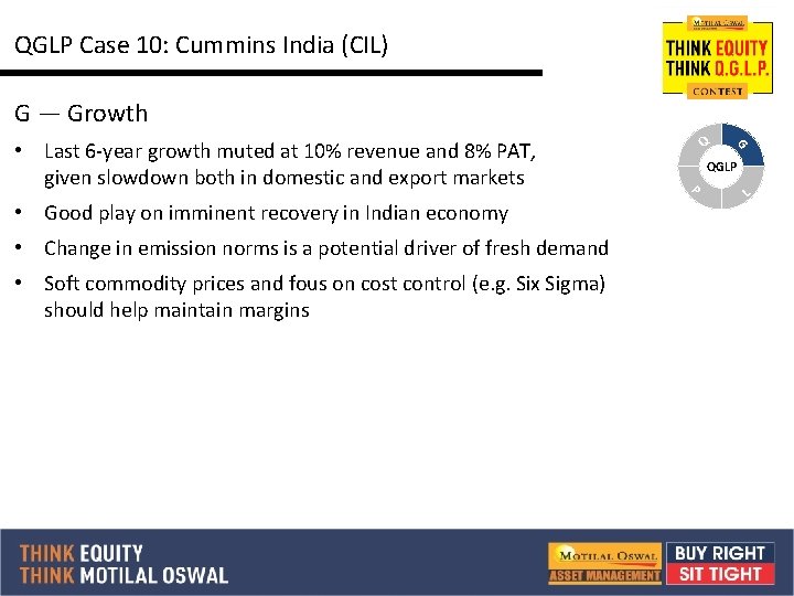 QGLP Case 10: Cummins India (CIL) G — Growth QGLP P • Good play