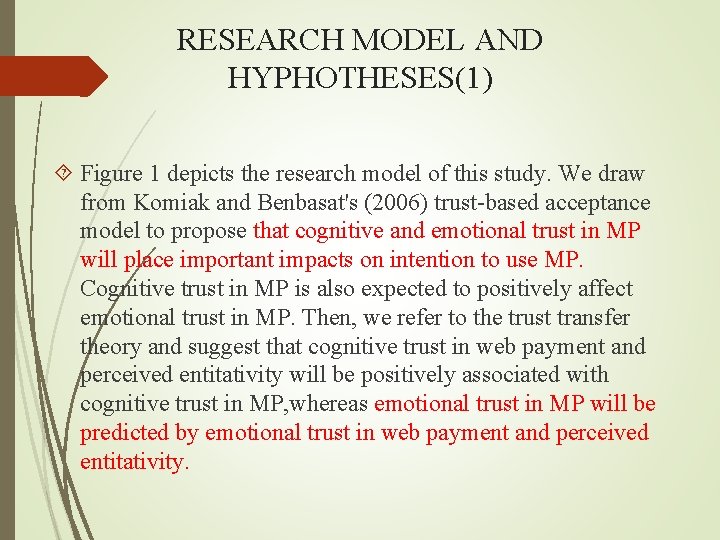 RESEARCH MODEL AND HYPHOTHESES(1) Figure 1 depicts the research model of this study. We