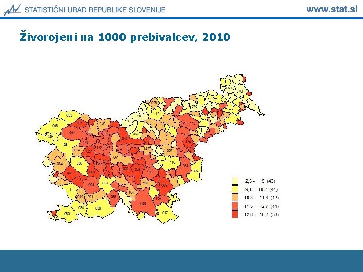 Živorojeni na 1000 prebivalcev, 2010 