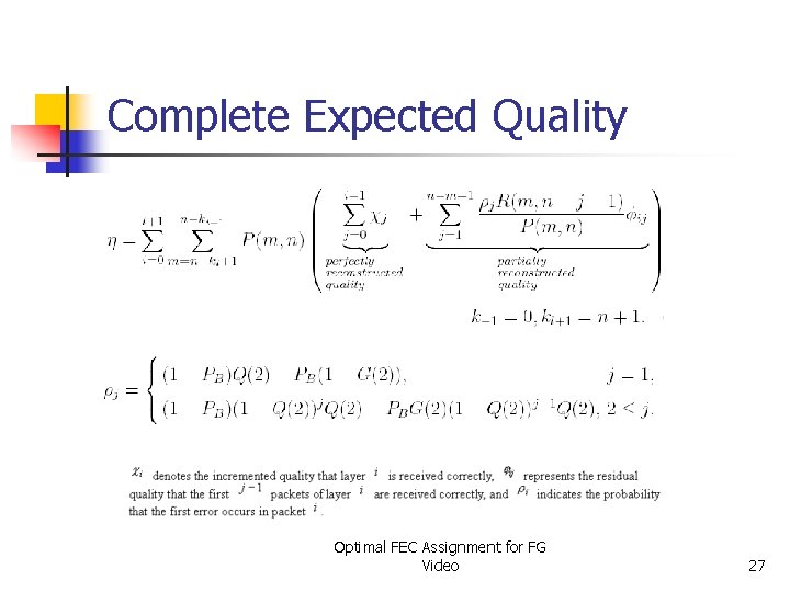 Complete Expected Quality Optimal FEC Assignment for FG Video 27 