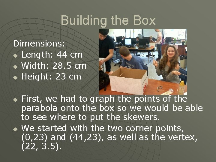 Building the Box Dimensions: u Length: 44 cm u Width: 28. 5 cm u