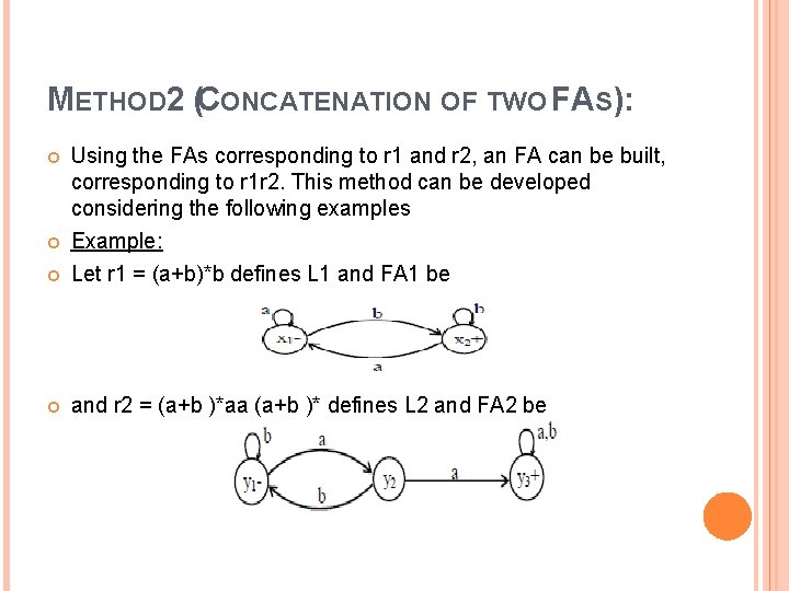 METHOD 2 (CONCATENATION OF TWO FAS): Using the FAs corresponding to r 1 and