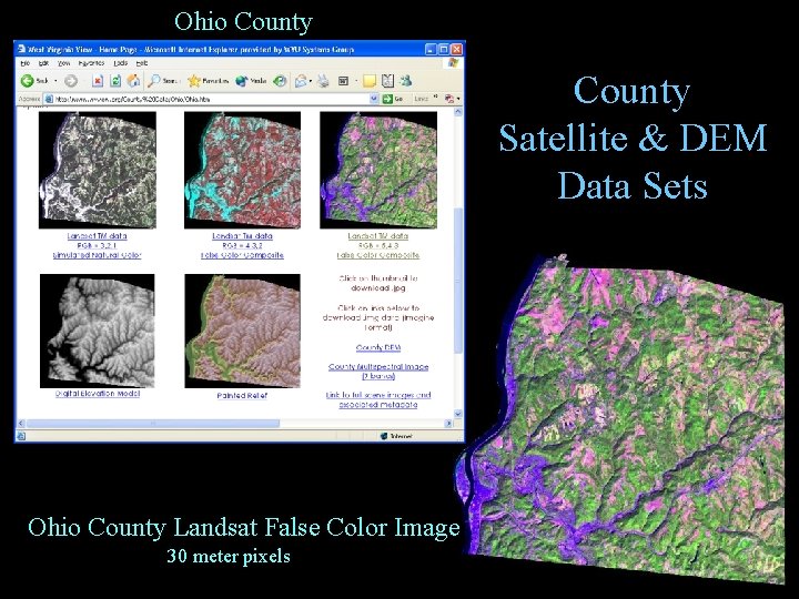 Ohio County Satellite & DEM Data Sets Ohio County Landsat False Color Image 30