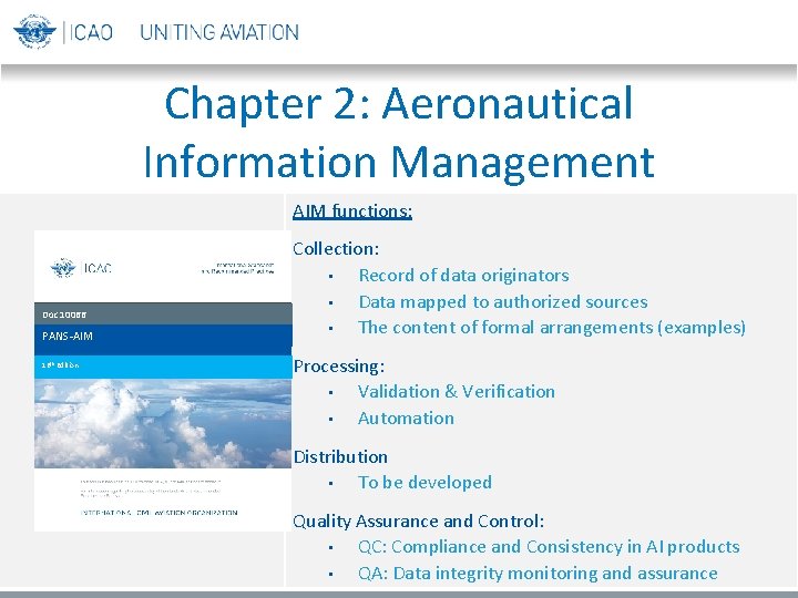 Chapter 2: Aeronautical Information Management AIM functions: Doc 10066 PANS-AIM 16 th Edition Collection: Chapter 2: Aeronautical Information Management AIM functions: Doc 10066 PANS-AIM 16 th Edition Collection: