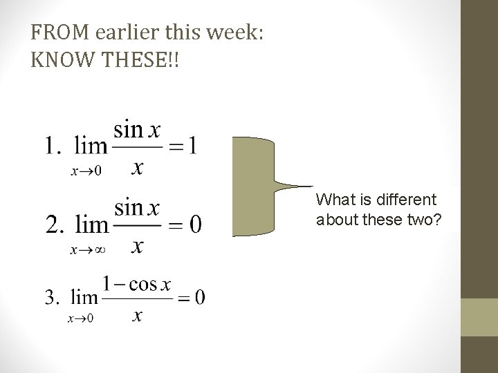 FROM earlier this week: KNOW THESE!! What is different about these two? 