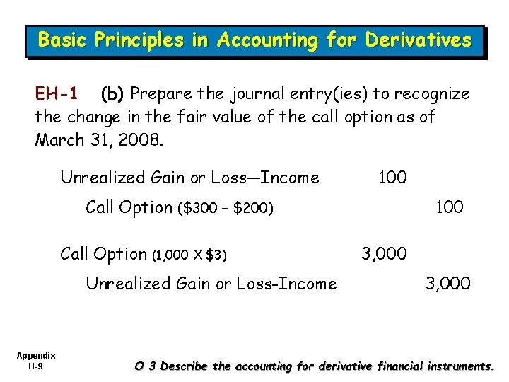 Basic Principles in Accounting for Derivatives EH-1 (b) Prepare the journal entry(ies) to recognize