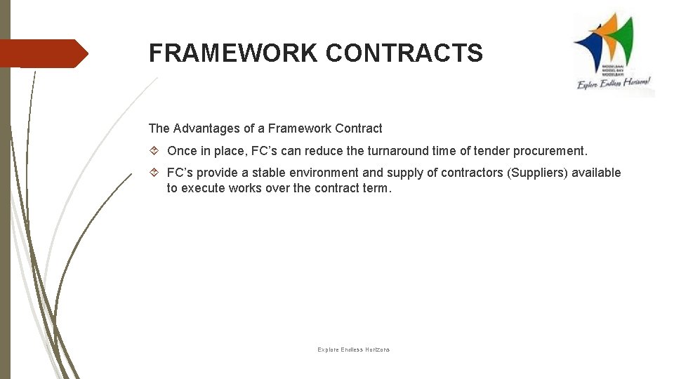 FRAMEWORK CONTRACTS The Advantages of a Framework Contract Once in place, FC’s can reduce