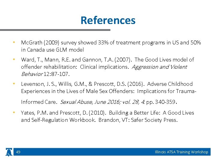 References • Mc. Grath (2009) survey showed 33% of treatment programs in US and