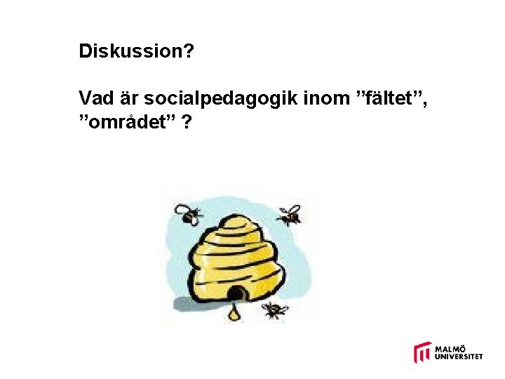 Diskussion? Vad är socialpedagogik inom ”fältet”, ”området” ? 