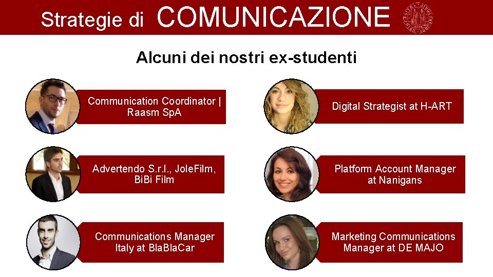 Strategie di COMUNICAZIONE Alcuni dei nostri ex-studenti Communication Coordinator | Raasm Sp. A Digital