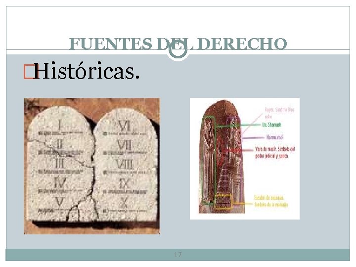 FUENTES DEL DERECHO �Históricas. 17 