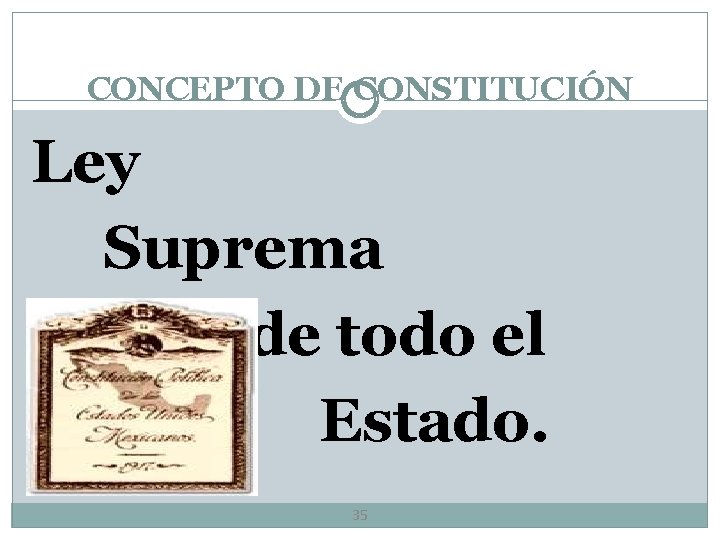 CONCEPTO DE CONSTITUCIÓN Ley Suprema de todo el Estado. 35 