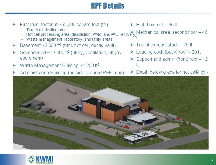 RPF Details Ø First level footprint ~52, 000 square feet (ft 2) Ø High