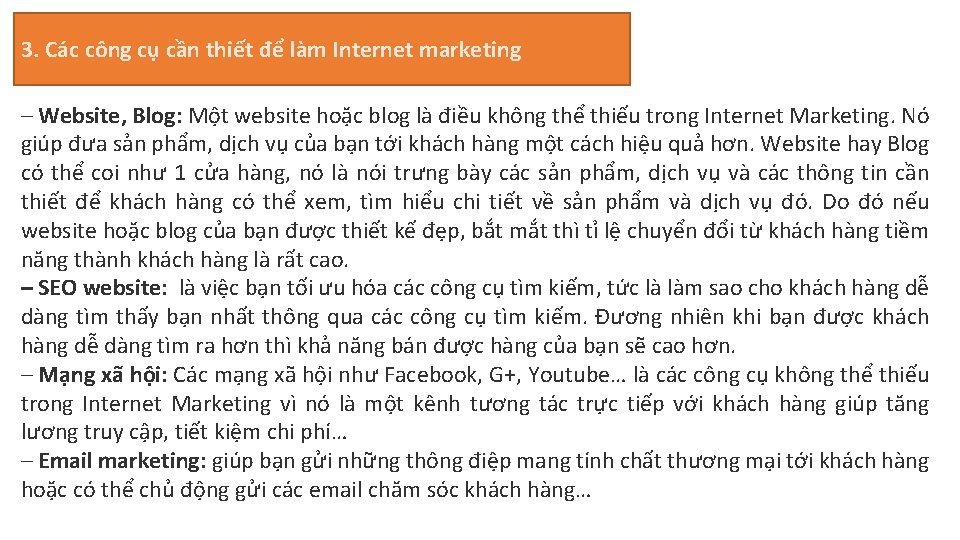 3. Các công cụ cần thiết để làm Internet marketing – Website, Blog: Một