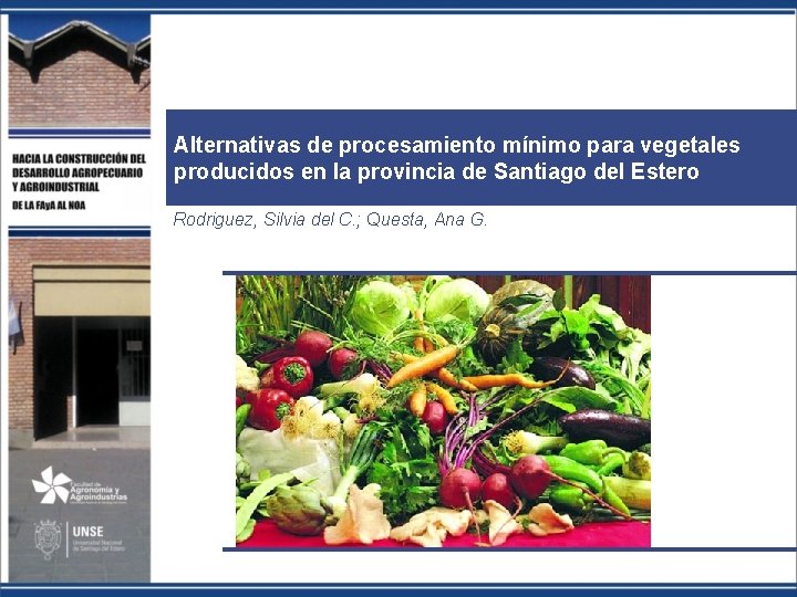 Alternativas de procesamiento mínimo para vegetales producidos en la provincia de Santiago del Estero