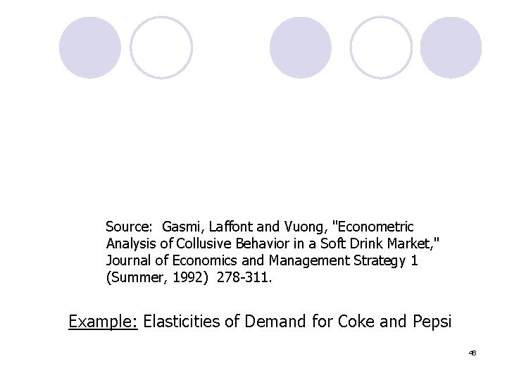 Source: Gasmi, Laffont and Vuong, "Econometric Analysis of Collusive Behavior in a Soft Drink Source: Gasmi, Laffont and Vuong, "Econometric Analysis of Collusive Behavior in a Soft Drink