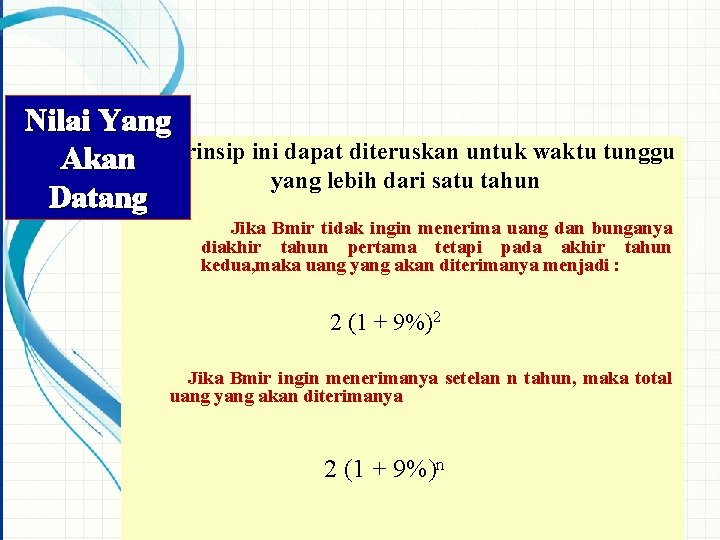 Nilai Yang Akan Prinsip ini dapat diteruskan untuk waktu tunggu yang lebih dari satu