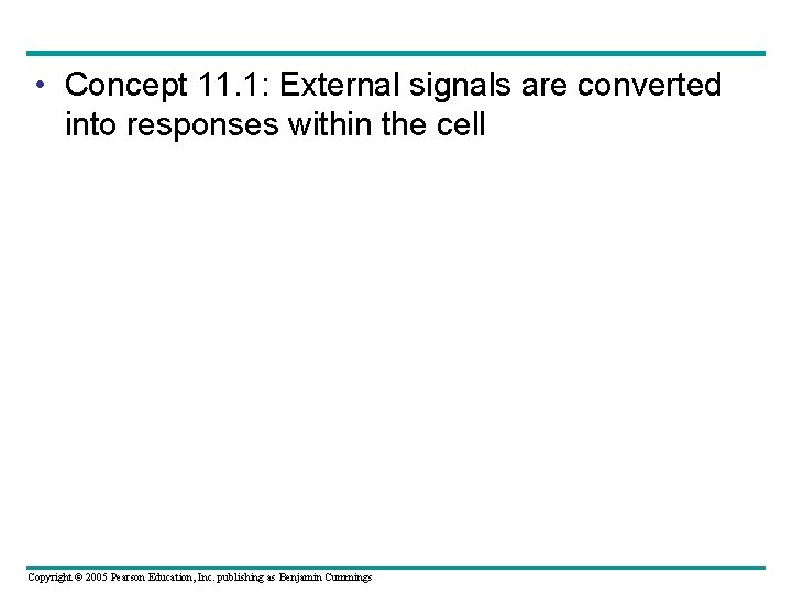  • Concept 11. 1: External signals are converted into responses within the cell