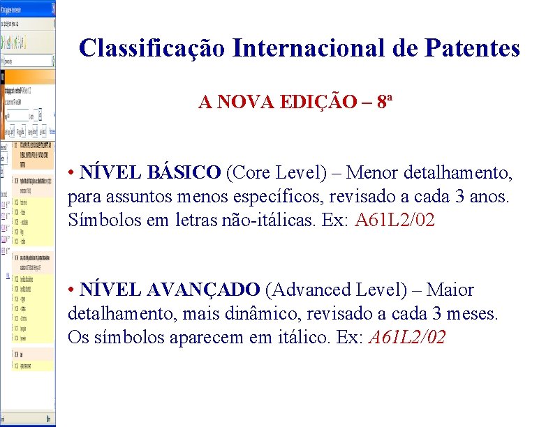 Classificação Internacional de Patentes A NOVA EDIÇÃO – 8ª • NÍVEL BÁSICO (Core Level)