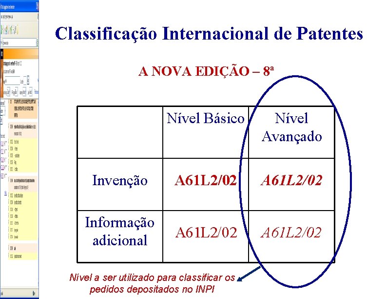 Classificação Internacional de Patentes A NOVA EDIÇÃO – 8ª Nível Básico Nível Avançado Invenção