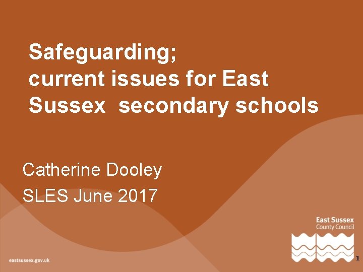 Safeguarding; current issues for East Sussex secondary schools Catherine Dooley SLES June 2017 1 Safeguarding; current issues for East Sussex secondary schools Catherine Dooley SLES June 2017 1