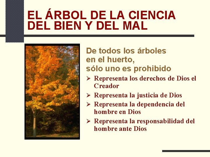 EL ÁRBOL DE LA CIENCIA DEL BIEN Y DEL MAL De todos los árboles EL ÁRBOL DE LA CIENCIA DEL BIEN Y DEL MAL De todos los árboles