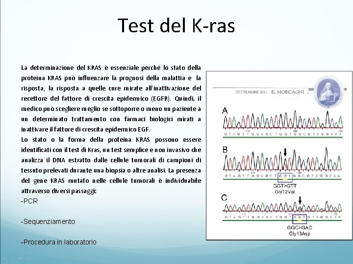 Test del K-ras La determinazione del KRAS è essenziale perché lo stato della proteina