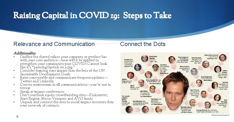 Raising Capital in COVID 19: Steps to Take Relevance and Communication Additionality: Outline the