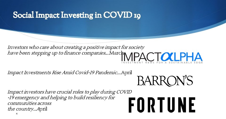 Social Impact Investing in COVID 19 Investors who care about creating a positive impact