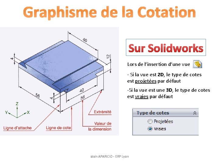 Graphisme de la Cotation Sur Solidworks Lors de l’insertion d’une vue - Si la