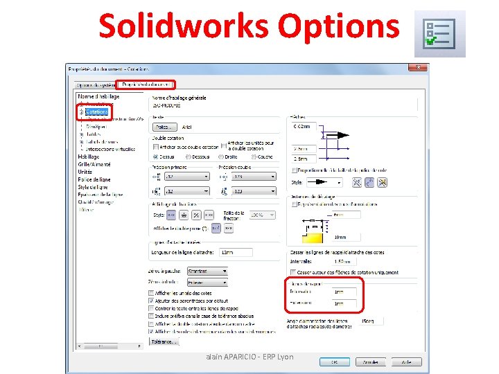 Solidworks Options alain APARICIO - ERP Lyon 