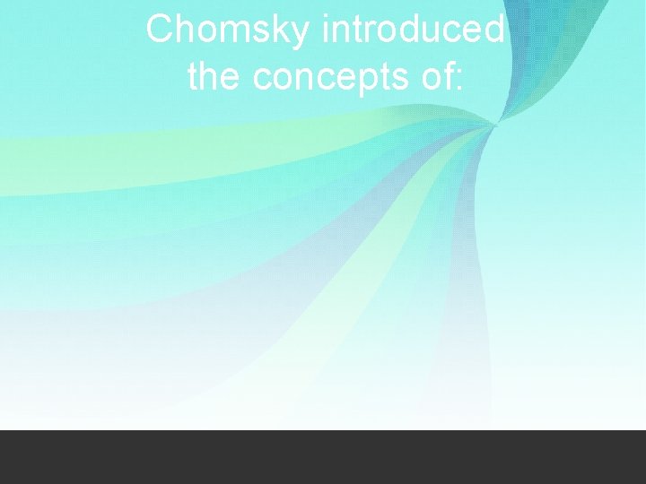 Chomsky introduced the concepts of: 