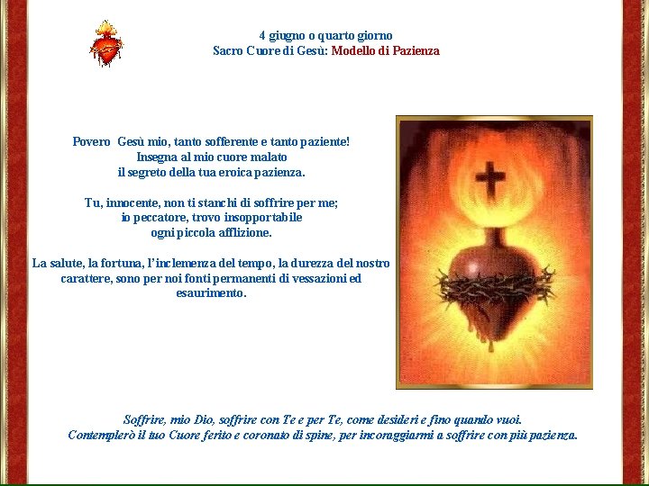 4 giugno o quarto giorno Sacro Cuore di Gesù: Modello di Pazienza Povero Gesù
