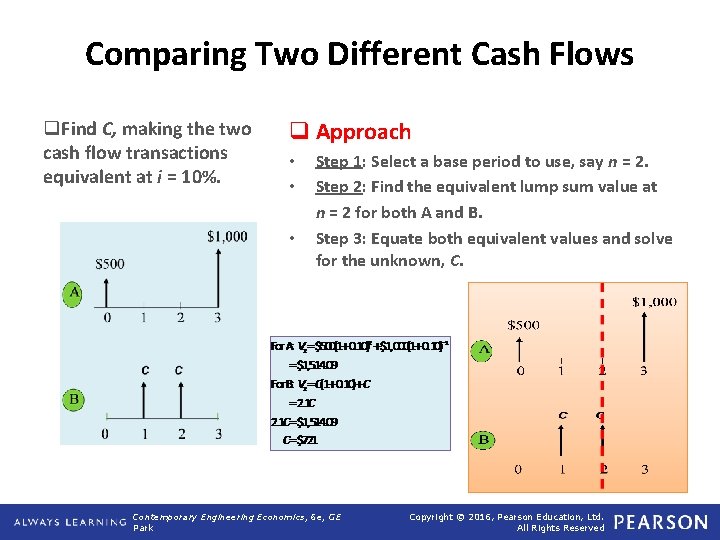 Comparing Two Different Cash Flows q. Find C, making the two cash flow transactions