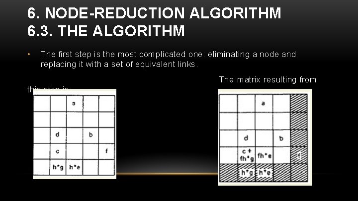 6. NODE-REDUCTION ALGORITHM 6. 3. THE ALGORITHM • The first step is the most