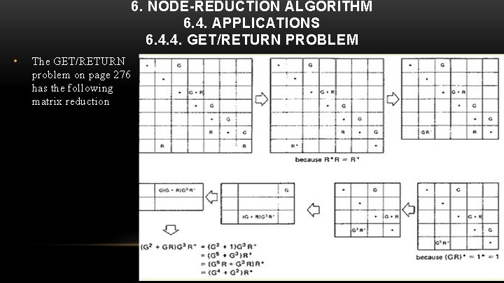 6. NODE-REDUCTION ALGORITHM 6. 4. APPLICATIONS 6. 4. 4. GET/RETURN PROBLEM • The GET/RETURN