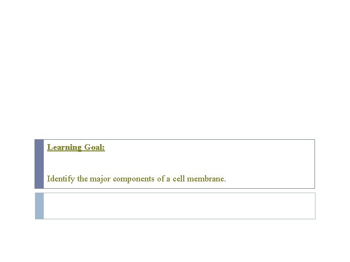 Learning Goal: Identify the major components of a cell membrane. 