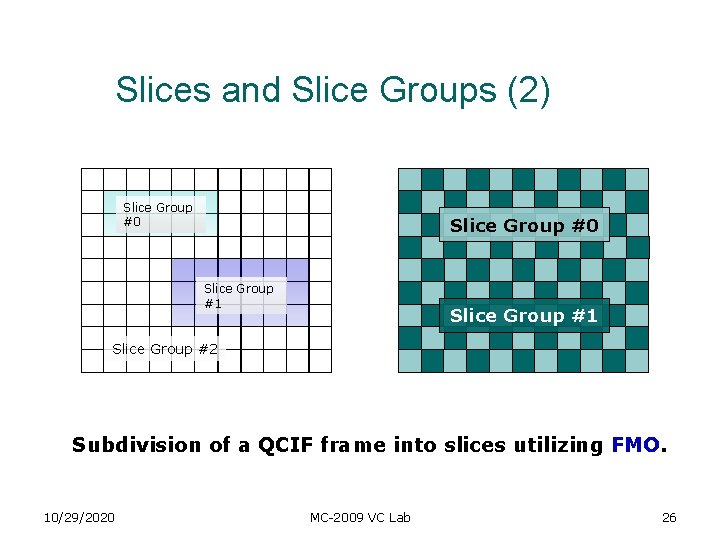 Slices and Slice Groups (2) Slice Group #0 Slice Group #1 Slice Group #2 Slices and Slice Groups (2) Slice Group #0 Slice Group #1 Slice Group #2