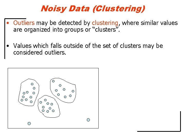 Noisy Data (Clustering) • Outliers may be detected by clustering, where similar values are