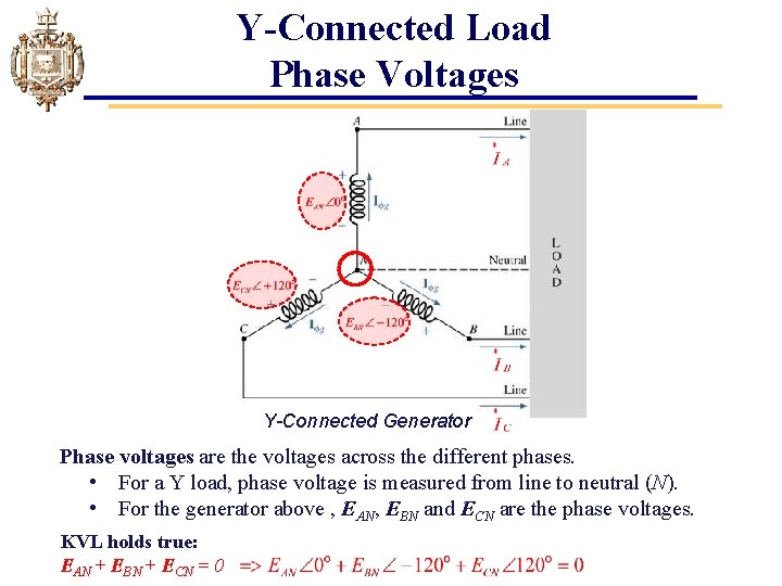 Y-Connected Load Phase Voltages Y-Connected Generator Phase voltages are the voltages across the different