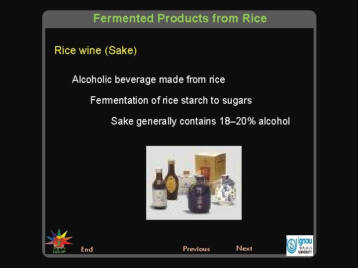 Fermented Products from Rice wine (Sake) Alcoholic beverage made from rice Fermentation of rice