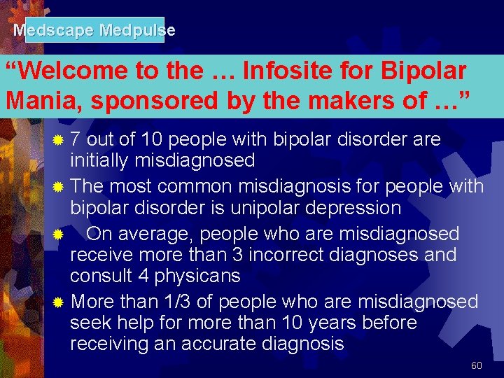 Medscape Medpulse “Welcome to the … Infosite for Bipolar Mania, sponsored by the makers
