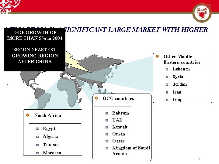 MENA REGIO IS GDP GROWTH OF A SIGNIFICANT LARGE MARKET WITH HIGHER MORE THAN