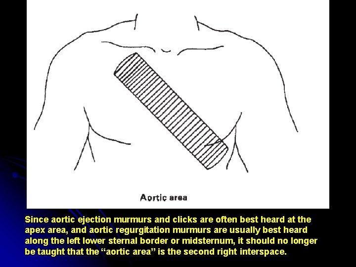 Since aortic ejection murmurs and clicks are often best heard at the apex area,