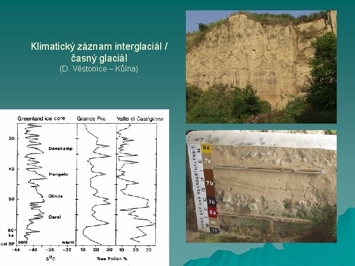 Klimatický záznam interglaciál / časný glaciál (D. Věstonice – Kůlna) 