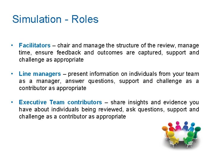 Simulation - Roles • Facilitators – chair and manage the structure of the review,