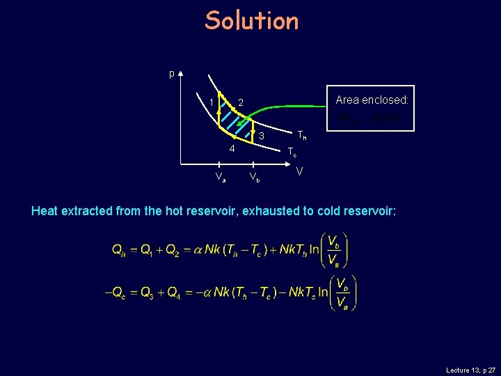 Solution p 1 Area enclosed: 2 Th 3 4 Va Tc Vb V Heat