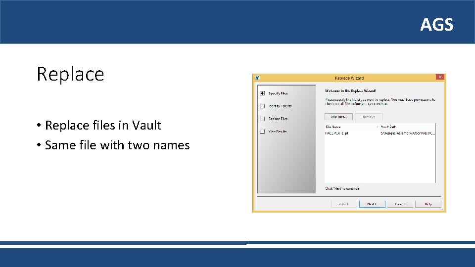 AGS Replace • Replace files in Vault • Same file with two names 