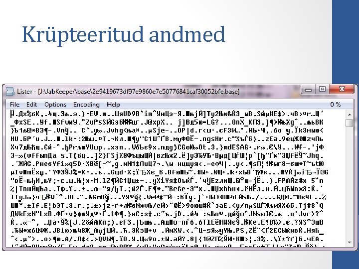 Krüpteeritud andmed Krüpteeritud andmed
